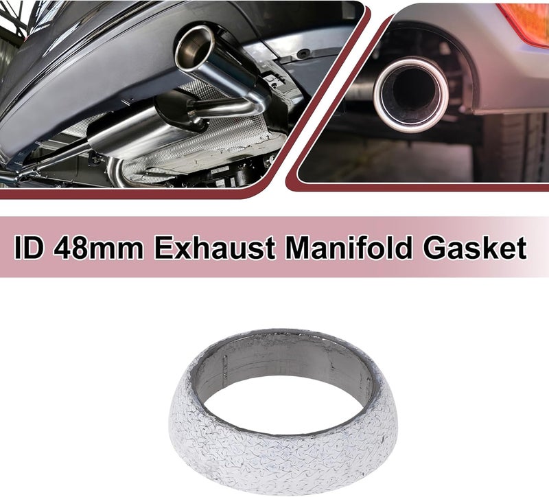 REPAIROCK ID 48mm Exhaust Manifold Gasket Prevent Leak Noise Exhaust Donut Gasket Muffler Ring Exhaust Flange Gasket for Car SUV Truck RV Graphite - Image 2